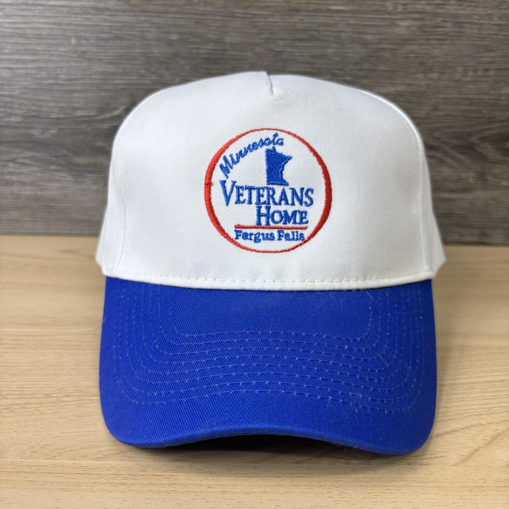 Minnesota Veterans Home Hat Cap Snap Back One Size White Blue Fergus Falls Mens